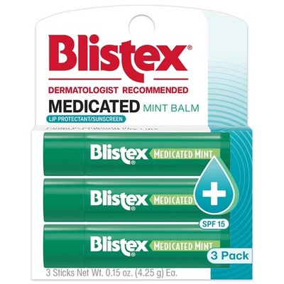 Blistex Medicated Mint Lip Balm Soothes Protects Dry Chapped Lips