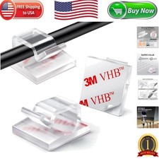 100PCS Clear Adhesive Cable Clips - Strong Wire Holders for Neat Organization