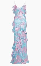 NWT LoveShackFancy Rialto cotton candy swirl Floral silk blend Ruffle maxi 12