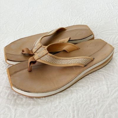 Olukai Women's Premium Leather Square Toe Flip Flop Sandals W's 7