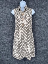 J. McLaughlin Dress Womens 2 White Geometric Collared Sleeveless Shirt A Line