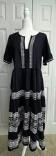 Draper James Carlene Midi Dress Womens Medium Black White Embroidery 100% Cotton