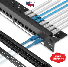 24 Port Cat6 Patch Panel, 10G Pass-Through Keystone RJ45 Coupler, UTP 19-Inch 1U