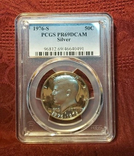 1976-S Kennedy Silver Proof Half Dollar JFK,  PCGS PR69 DCAM, Bicentennial, 50¢