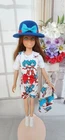 HANDMADE FOR VINTAGE SKIPPER BARBIE DOLL THING 1 THING 2 OVERALLS SHORT SET
