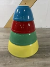 Vintage Pyrex Primary Colors Nesting Mixing Bowls Set of 4 Yellow Red Green Blue