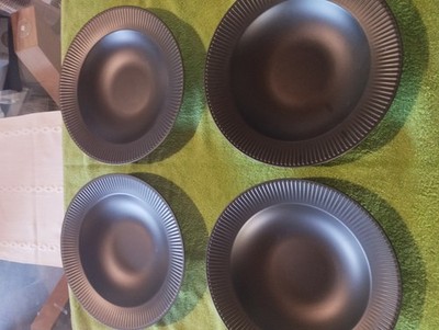 Bodum  tiefe Speiseteller schwarz matt Riffel 4 Stück 28 Durchm.