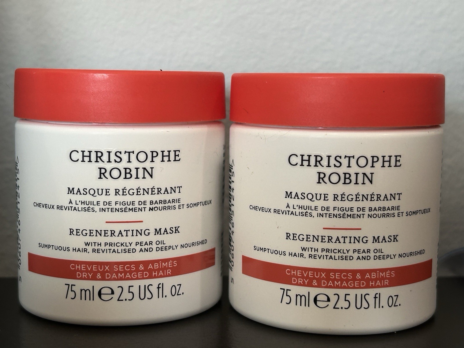 2x Christophe Robin Regenerating Hair Mask - 2.5 OZ Each Mini Travel Size