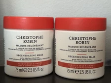 2x Christophe Robin Regenerating Hair Mask - 2.5 OZ Each Mini Travel Size