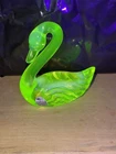 Stunning Fenton Uranium Vaseline Glass Topaz Opalescent Swan! Rare, Mint!