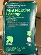 Up & Up Nicotine Lozenge 2mg Lozenge Mint Flavor 216 Ct. Box EXp 2027