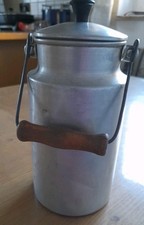 Alte Alu Milchkanne Deckel Holzgriff Vintage Landhaus Deko Bauern 