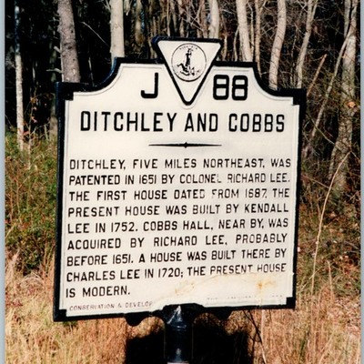 1990 Virginia Historical Marker Ditchley Cobbs Snapshot Photo J-88 Sign Rich Lee