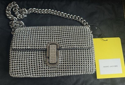 $495 Marc Jacobs Silver The Rhinestone J Marc Mini Shoulder Bag
