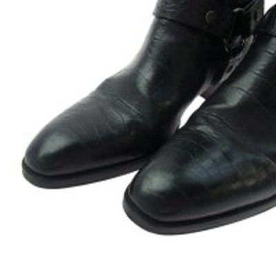 Saint Laurent Wyatt Leather Harness Ring Boots Size 41 Black Used