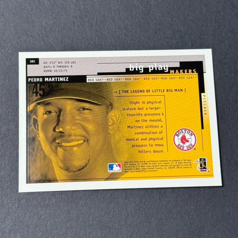 2000 Upper Deck Victory Big Play Makers Pedro Martinez #381 Boston Red Sox - Image 2 of 2