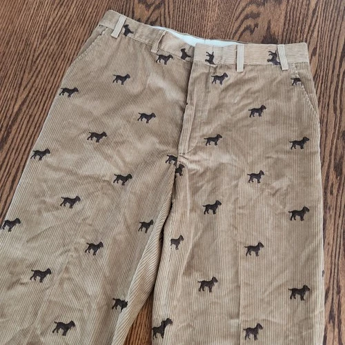 Vtg Orvis Pants Mens 38x32 (36x32) Tan Corduroy Dog Embroidered Cuffed USA Made video thumbnail