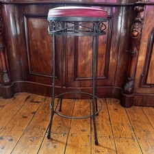 Industrial Bar Stool / Kitchen/ Pub stools cast iron base 75cm leather seat
