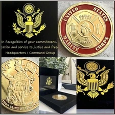 US MARINE CORPS FIRE SERVICE Challenge Coin With Velvet Case. Fast Shipping!