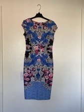 Vibrant Blue and Pink Sheath Dress with Cap Sleeves SAMY & DANY