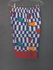 Vintage 80's Fast Breakers Shorts Large Retro Pattern Geometric Breakdance 