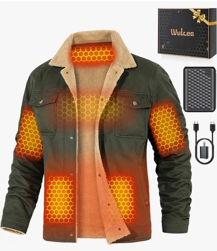 Wulcea Graphene Heated Jacket Men Medium Army Green 12V 18400mAh Heated Coat - product listing photo