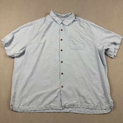 Tommy Bahama Shirt Men 2XB Blue Floral Hawaiian To Zin Or Not To Zin Embroidery