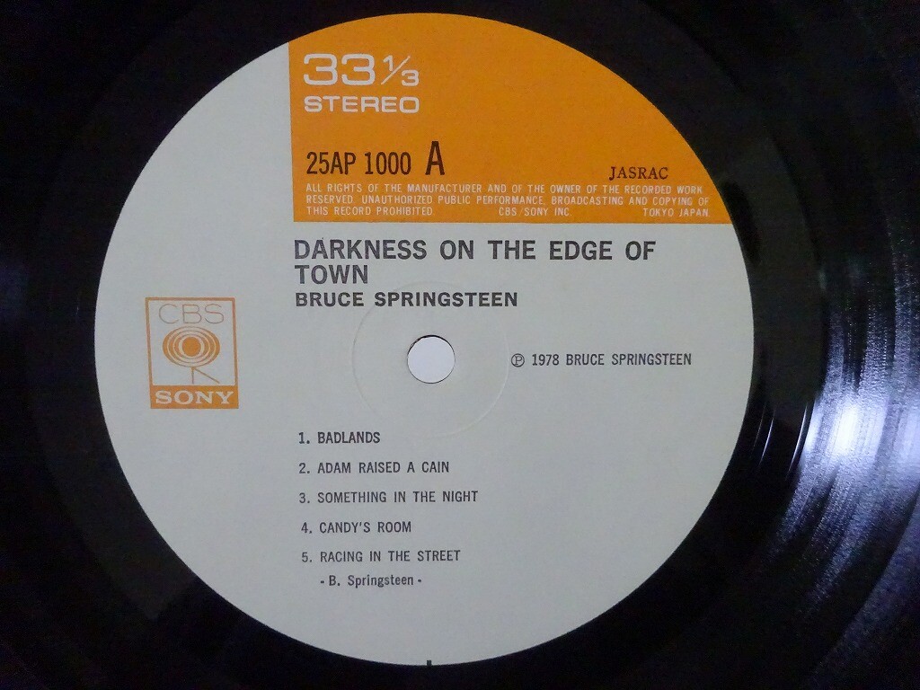LP Bruce Springsteen Darkness On The Edge 25AP1000PROMO CBS SONY Japan Vinyl プロモ /00260 Bruce Springsteen Darkness On The Edge Of Town CBS/Sony 25AP