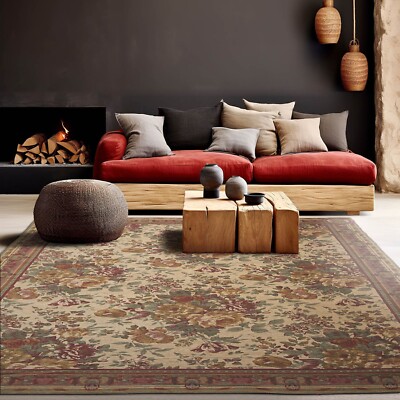 8' x 11' Limonta Cotton & Chenille Needlepoint Italian Area Rug 8x11 Tan