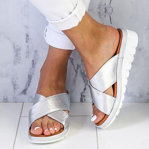 Damen Sandalen Keilabsatz Schlappen Pantoletten Sommerschuhe Sandaletten Slipper
