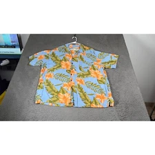 Panama Jack Floral Hawaiian Shirt Mens Button Up Short Sleeve Blue XXL
