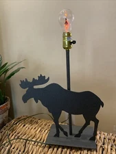 Moose Lamp Cut Metal Rustic Lodge Cabin Camp Hunting Outdoors Mountains Decor