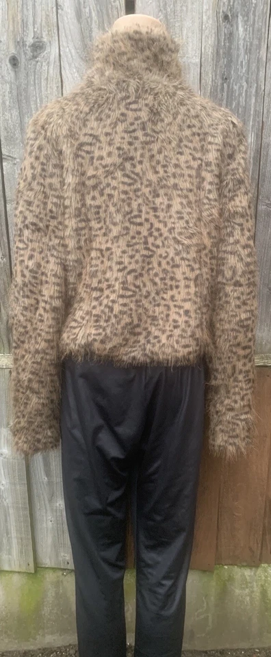 Abrigo corto algodón caramelo marrón imitación piel animal estampado talla Uk12 damas Foto 2 de 4