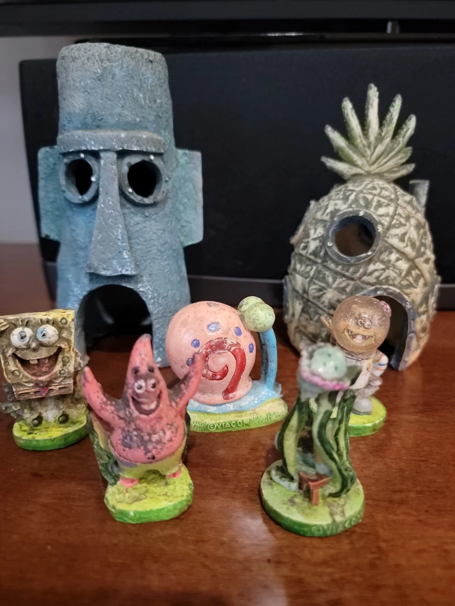 7 SpongeBob Fish Tank Decor Lot Patrick Gary Pineapple Tiki
