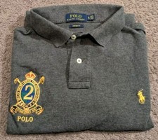 Polo Ralph Lauren Crest 2 Gray Custom Fit Short Sleeve Polo Shirt Men's XL