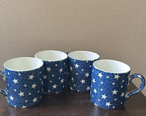 Lot de 4 tasse à café étoile bleue Ralph Lauren Midnight Sky Burleigh patriotique - Photo 1 sur 2