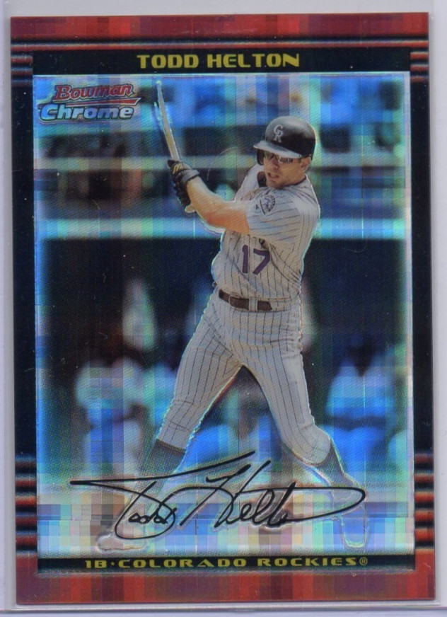 2002 Bowman Chrome Xfractor #75, TODD HELTON /250, Colorado Rockies, HOF