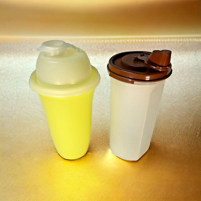 Tupperware Round Modular Mate with Pour Spout Lid and Mixer/Shaker with Pour Lid