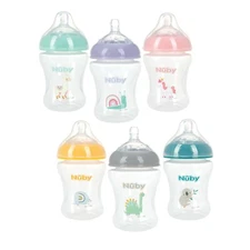 Nuby Anti-Colic Infant Bottles - Silicone Nipple - Boy & Girl -3-Pack -8oz/240ml