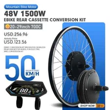 48V 1500W Mountain Electric Bike Conversion Kit Brushless Rear Wheel Hub Motor
