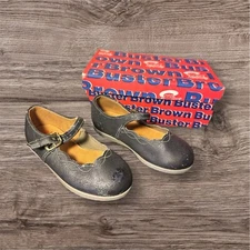Vintage Buster Brown Girls Mary Jane Shoes Black Leather - 5.5" length