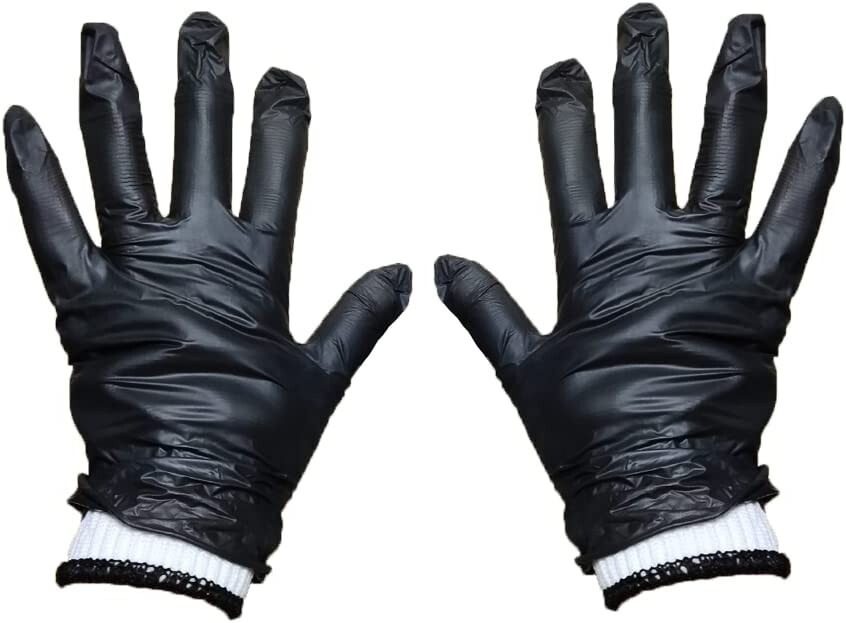 Heavy Duty Thick 5.5 Mil Black Disposable Nitrile BBQ Gloves with 2