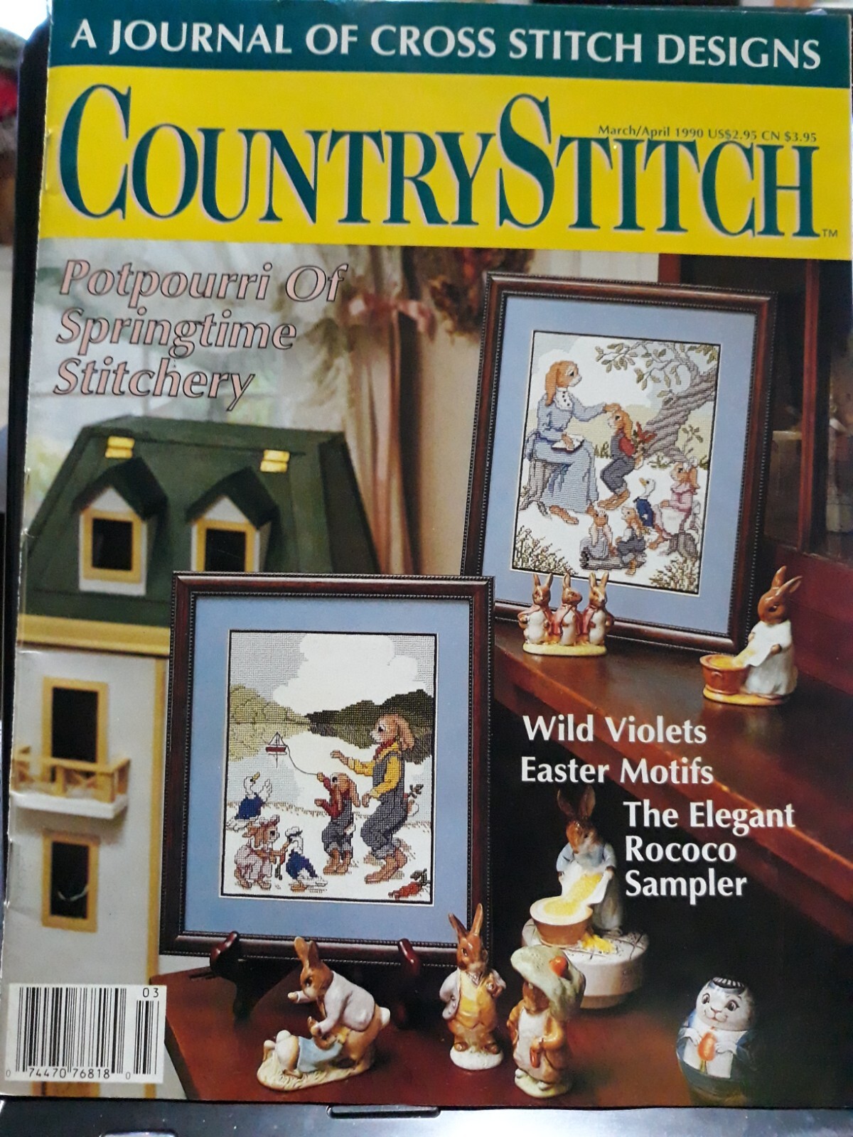 Country Stitch Magazine Cross Spring Easter Rabbit Violet Bib Milk ...