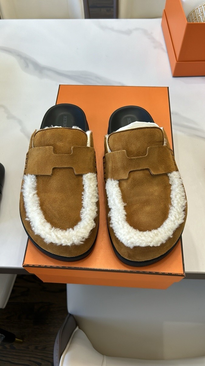 洗練された歩み HERMES Mules Go ミュール NEW Hermès Hermes Go Mule Mules Naturel Shearling Suede Ecru