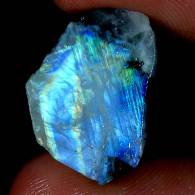 100% Natural Blue Fire Rainbow Moonstone Rough Slab Cabochon Loose Gemstone JGEM
