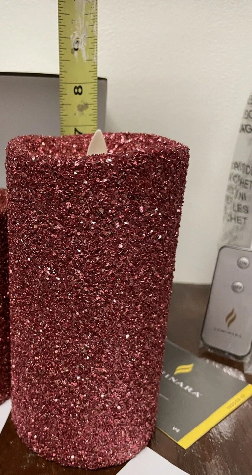 1 NUEVO LUMINAR Vela Roja Brillo Sin Llama 7" Pilar Rojo Navidad Vacaciones ALTO Foto 2 de 4