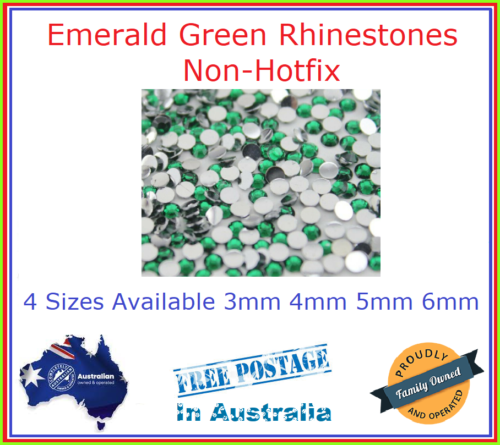 100 - 2000 Acrylic Emerald Green Rhinestones Nail Art Craft 3mm/4mm/5mm/6mm - Zdjęcie 1 z 3
