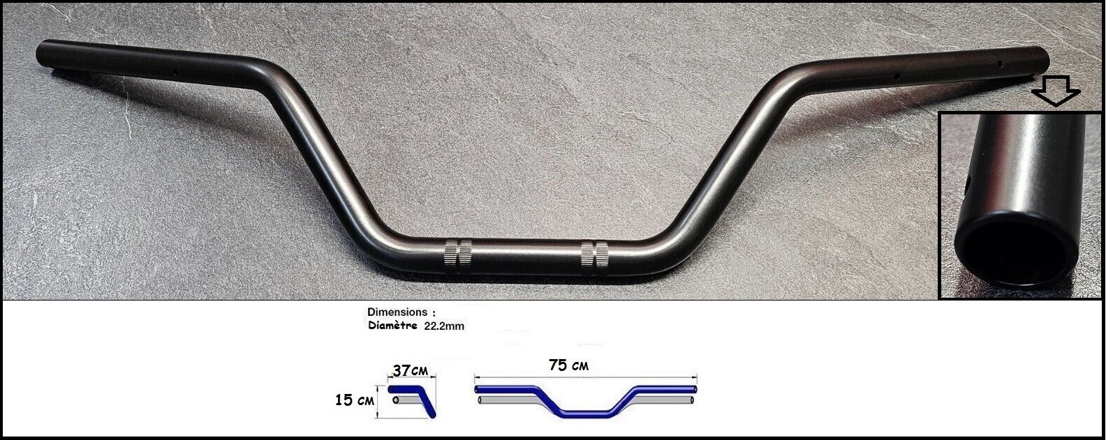 Guidon acier NC 700 X rigide avec perçages commodos pour version DCT