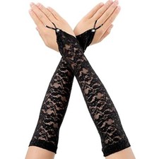 Long Fingerless Lace Gloves for Women Floral Lace Gloves Vintage Elbow Black