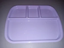 Purple Divided Plastic Tray 4-Compartment 12" X 9" Plate Kids Cafeteria Style